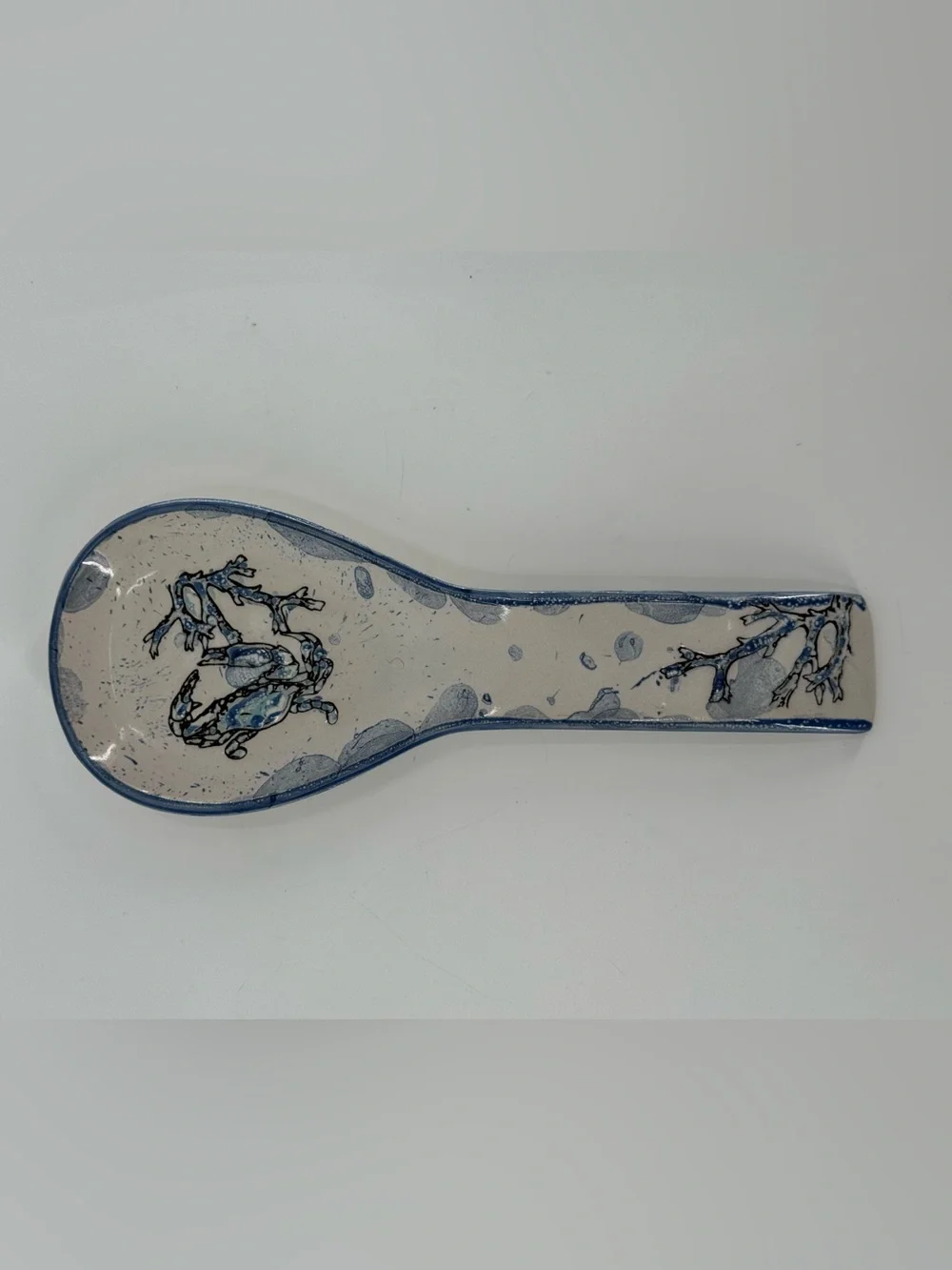 Pottery Stoneware Spoon Rest Blue Crab $ Coral